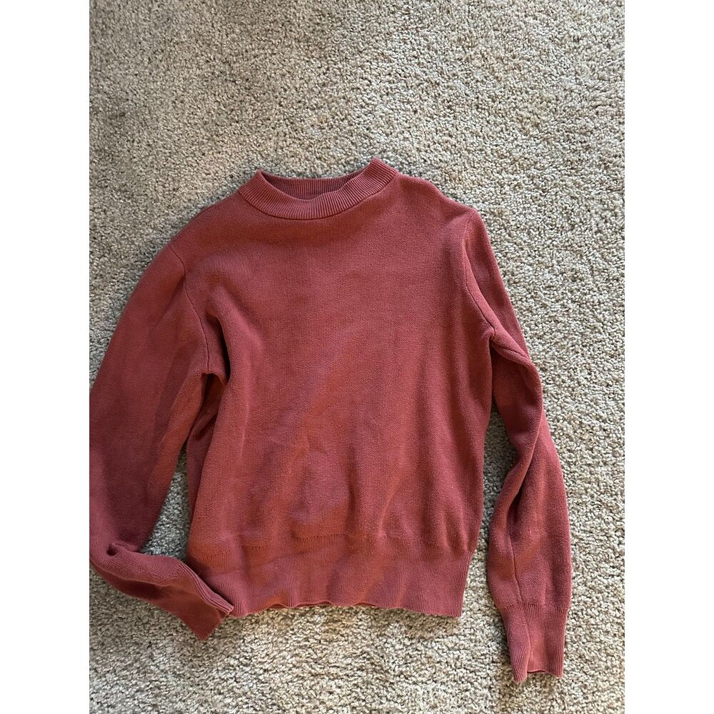 Monki Mock Neck Ribbed Knit Sweater in Dusty Rose - Size Small